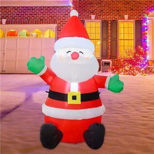 4 FT Christmas Inflatable Sitting Cute Smiley Santa Claus with Built-in LED